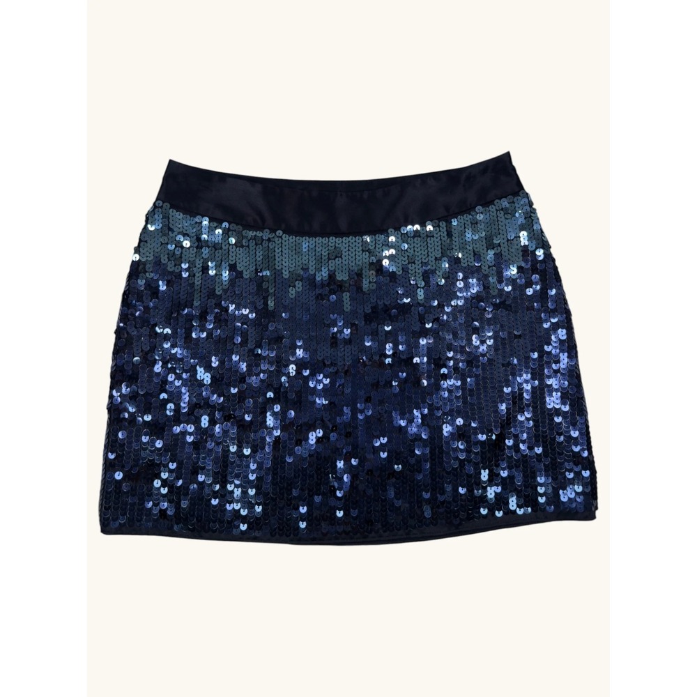Express Design Studio Blue Ombre Sequin Mini Skirt Navy Party Holiday Size 0